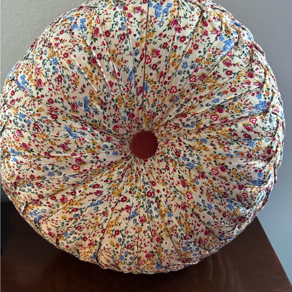 Nina Floral Multicolor Round Pillow - Picture 4 of 4